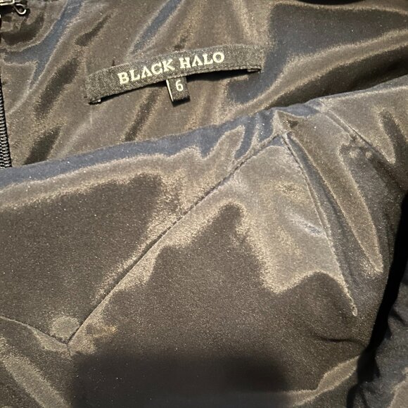 Black Halo Sadie Colorblock Panel Navy Blue Floral Sheath Dress Size 6 - Picture 5 of 6